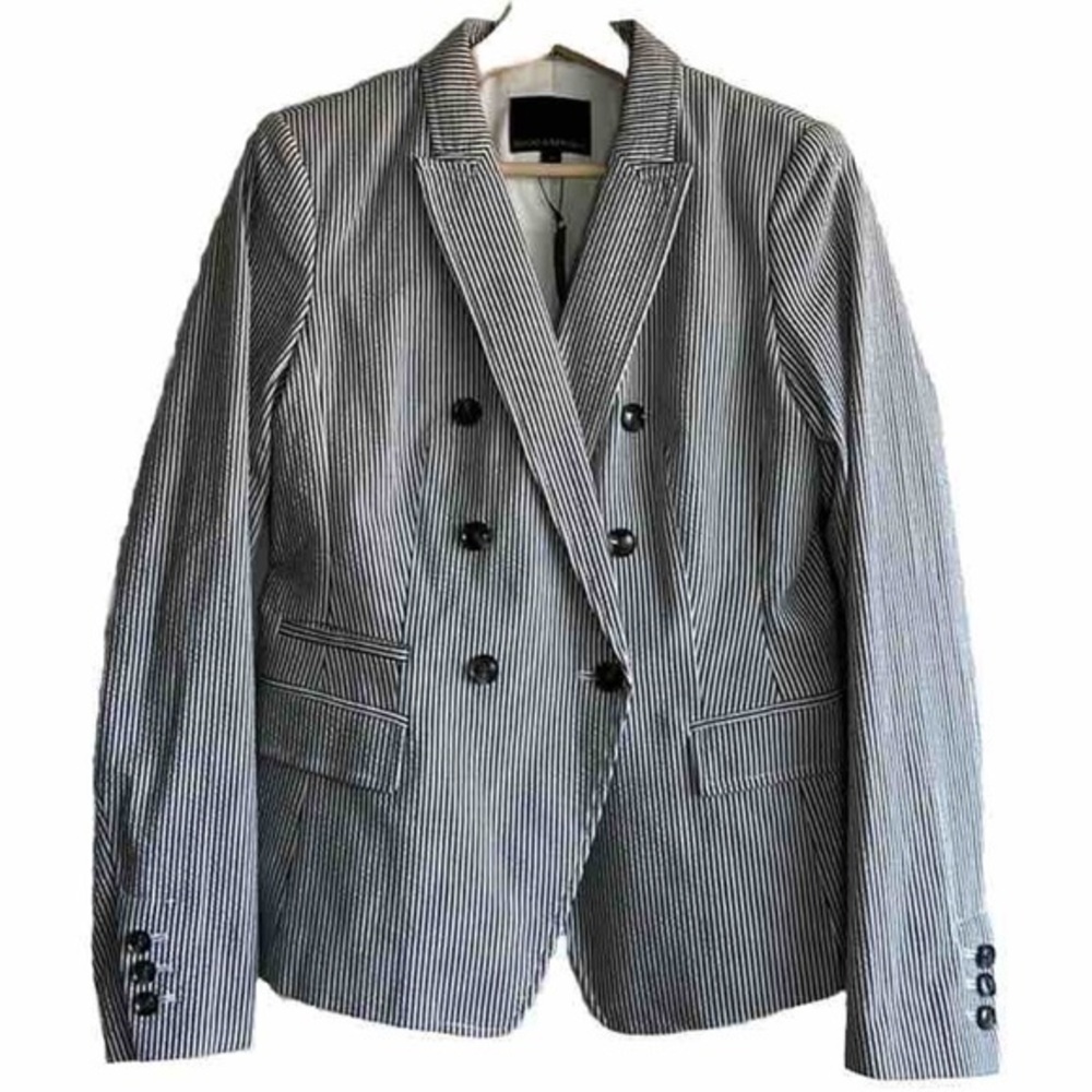 Banana Republic Gray Striped Double Breasted Fit Blazer Sz. 4 NWT!